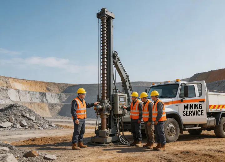 Mining equipment service team at remote site